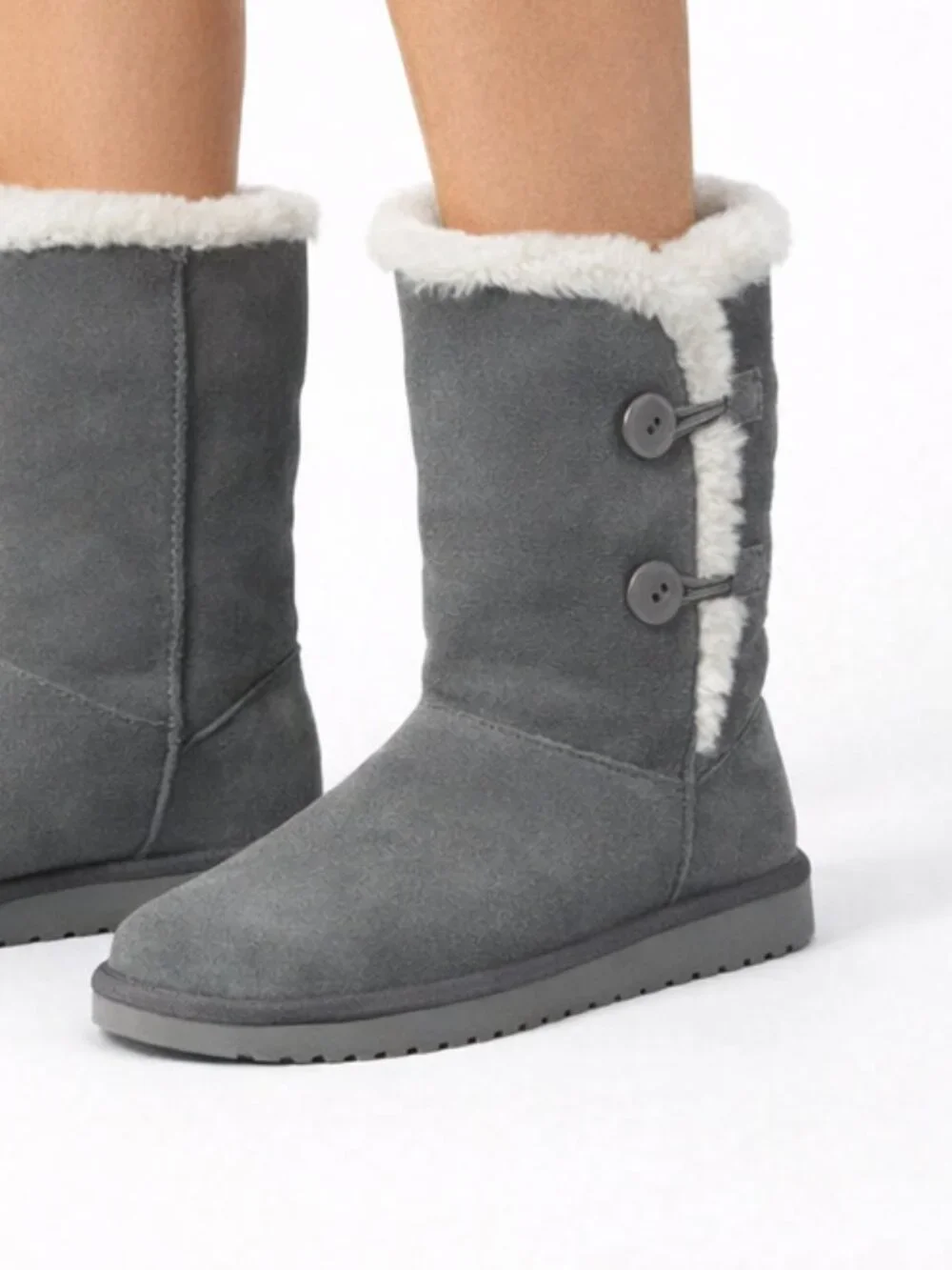 Ugg Koolaburra Kinslei tall suede and faux fur boots in stone grey Size 9